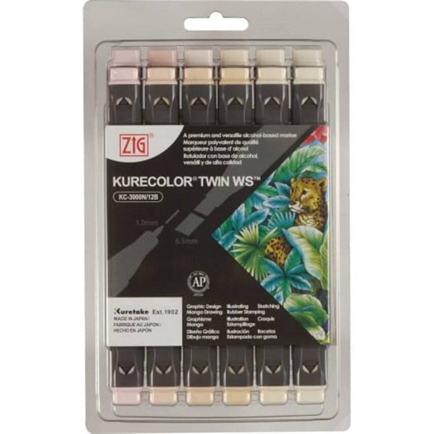 Zig Kurecolor Twin Natural Colors 12 Marker Set KC-3000N/12B10 - 1