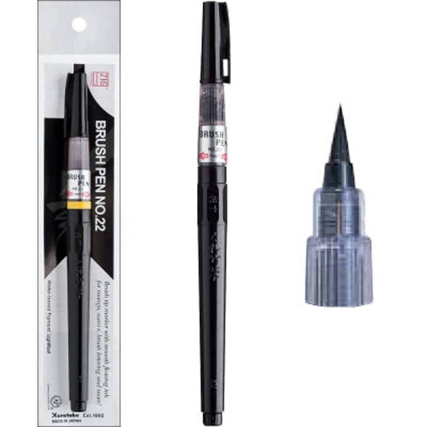 Zig Mangaka Brush Pen Black Refillable Refill Brush No: 22 - 1