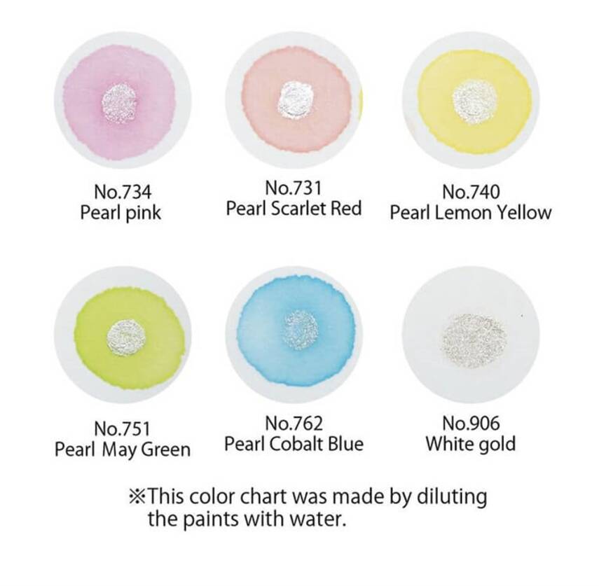 Zig Watercolor Pigment Pearl Colors Mc20Pc/6V 6 Colors - 1